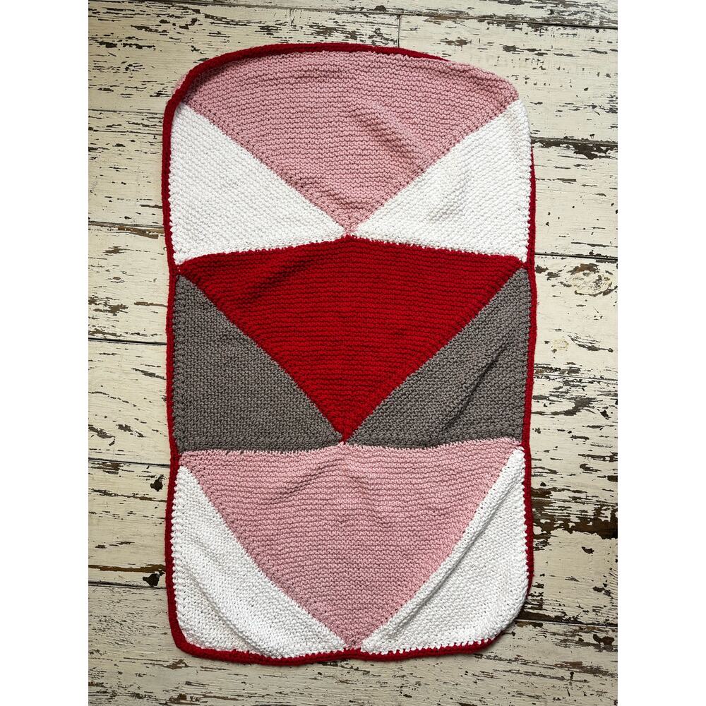 Crochet Quilt Bundle Handmade Pink Red Blue White Multicolored Throw Blankets - Picture 7 of 7